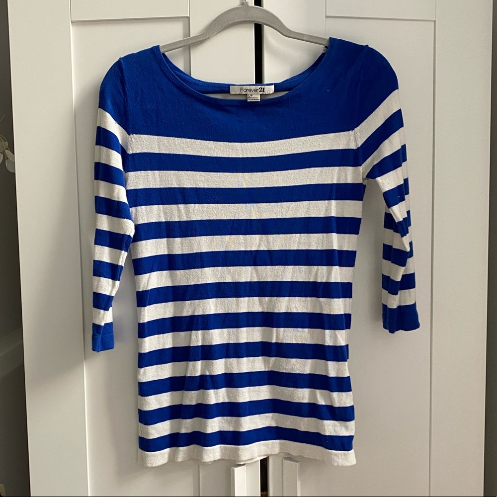 Blue & Whiten Striped Quarter Sleeve Shirt